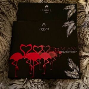 SHAINA B. Miami Blush & Highlight Palette - Black & Red Flamingo Design